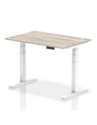 Dynamic Air 1200 x 800mm Height Adjustable Office Desk Grey Oak Top White Leg HA01162