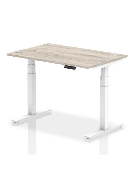 Dynamic Air 1200 x 800mm Height Adjustable Office Desk Grey Oak Top White Leg HA01162