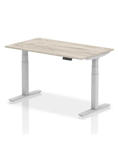 Dynamic Air 1400 x 800mm Height Adjustable Office Desk Grey Oak Top Silver Leg HA01163