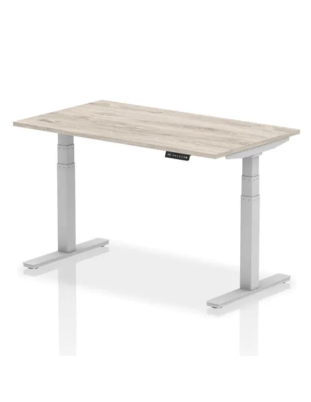 Dynamic Air 1400 x 800mm Height Adjustable Office Desk Grey Oak Top Silver Leg HA01163