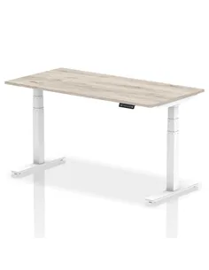 Dynamic Air 1600 x 800mm Height Adjustable Office Desk Grey Oak Top White Leg HA01166