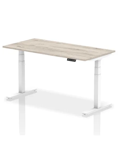 Dynamic Air 1600 x 800mm Height Adjustable Office Desk Grey Oak Top White Leg HA01166