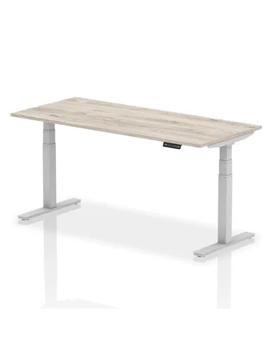 Dynamic Air 1800 x 800mm Height Adjustable Office Desk Grey Oak Top Silver Leg HA01167