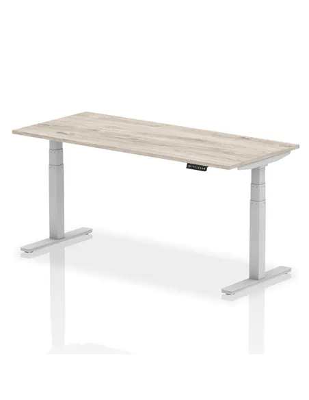 Dynamic Air 1800 x 800mm Height Adjustable Office Desk Grey Oak Top Silver Leg HA01167