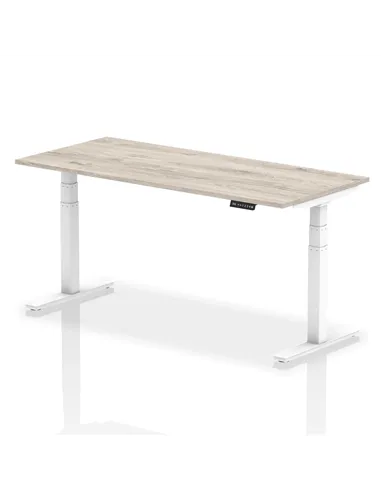 Dynamic Air 1800 x 800mm Height Adjustable Office Desk Grey Oak Top White Leg HA01168