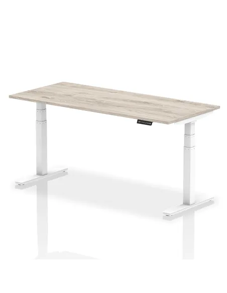 Dynamic Air 1800 x 800mm Height Adjustable Office Desk Grey Oak Top White Leg HA01168