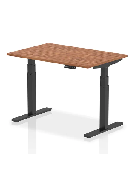 Dynamic Air 1200 x 800mm Height Adjustable Office Desk Walnut Top Black Leg HA01189