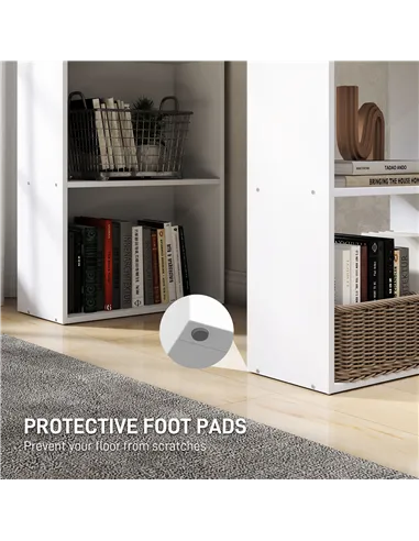 HOMCOM 120cm Computer Desk, Wooden PC Laptop Table with 6-Tier Storage Bookshelves, Home Office Working Study Desk, Writing Work