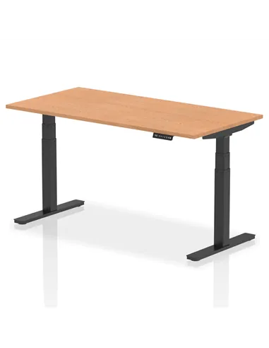 Dynamic Air 1600 x 800mm Height Adjustable Office Desk Oak Top Black Leg HA01203