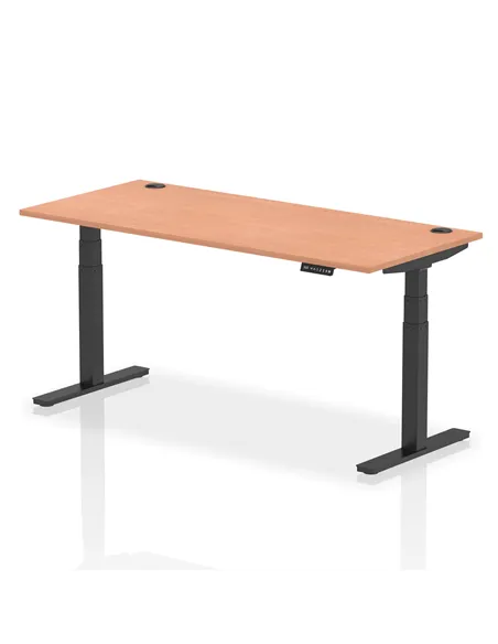 Dynamic Air 1800 x 800mm Height Adjustable Office Desk Beech Top Cable Ports Black Leg HA01208