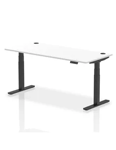 Dynamic Air 1800 x 800mm Height Adjustable Office Desk White Top Cable Ports Black Leg HA01216