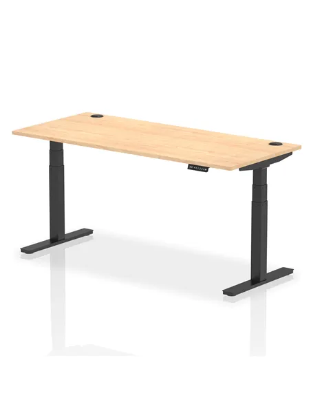 Dynamic Air 1800 x 800mm Height Adjustable Office Desk Maple Top Cable Ports Black Leg HA01220
