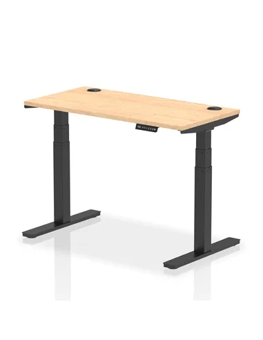 Dynamic Air 1200 x 600mm Height Adjustable Office Desk Maple Top Cable Ports Black Leg HA01237