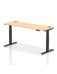 Dynamic Air 1800 x 600mm Height Adjustable Office Desk Maple Top Cable Ports Black Leg HA01240