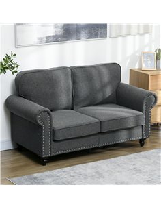 HOMCOM Two-Seater Mid-Century Sofa, with Pocket Springs - Charcoal Grey 2