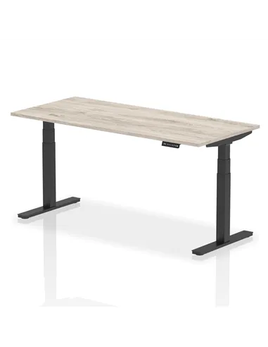 Dynamic Air 1800 x 800mm Height Adjustable Office Desk Grey Oak Top Black Leg HA01248