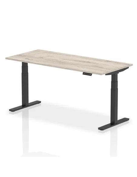 Dynamic Air 1800 x 800mm Height Adjustable Office Desk Grey Oak Top Black Leg HA01248