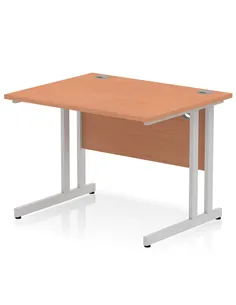 Dynamic Impulse 1000 x 800mm Straight Office Desk Beech Top Silver Cantilever Leg MI000282