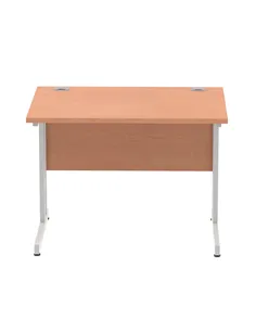 Dynamic Impulse 1000 x 800mm Straight Office Desk Beech Top Silver Cantilever Leg MI000282 2
