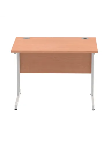 Dynamic Impulse 1000 x 800mm Straight Office Desk Beech Top Silver Cantilever Leg MI000282