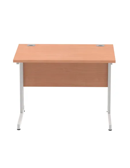 Dynamic Impulse 1000 x 800mm Straight Office Desk Beech Top Silver Cantilever Leg MI000282