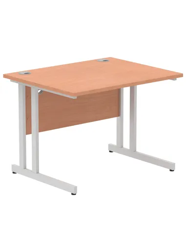 Dynamic Impulse 1000 x 800mm Straight Office Desk Beech Top Silver Cantilever Leg MI000282