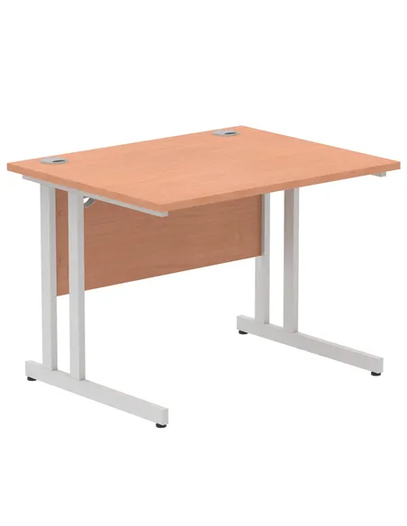 Dynamic Impulse 1000 x 800mm Straight Office Desk Beech Top Silver Cantilever Leg MI000282
