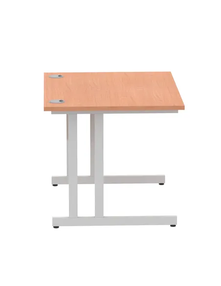 Dynamic Impulse 1000 x 800mm Straight Office Desk Beech Top Silver Cantilever Leg MI000282