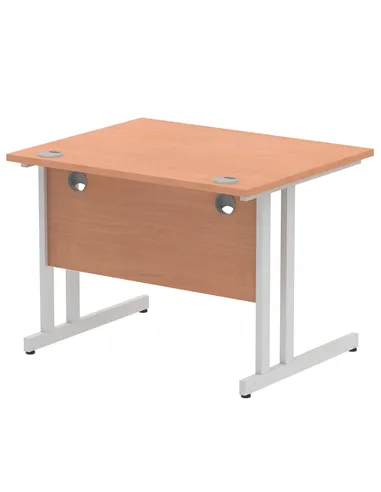 Dynamic Impulse 1000 x 800mm Straight Office Desk Beech Top Silver Cantilever Leg MI000282