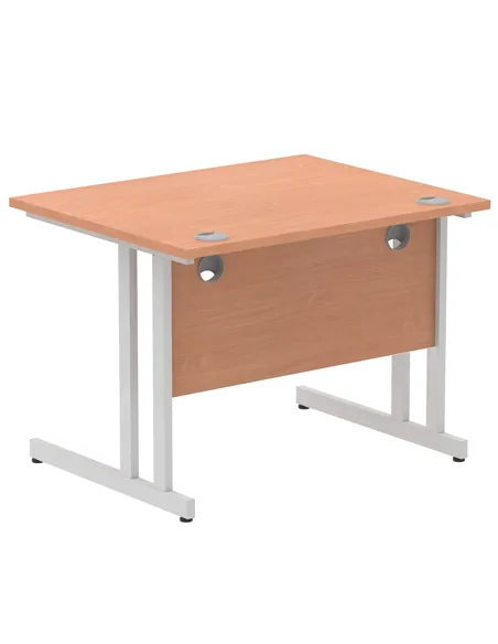 Dynamic Impulse 1000 x 800mm Straight Office Desk Beech Top Silver Cantilever Leg MI000282