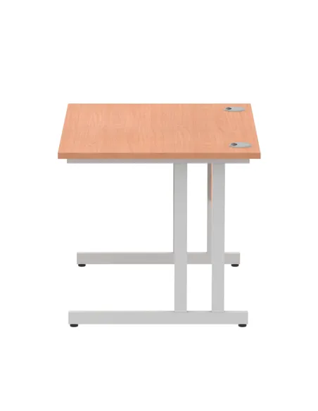 Dynamic Impulse 1000 x 800mm Straight Office Desk Beech Top Silver Cantilever Leg MI000282