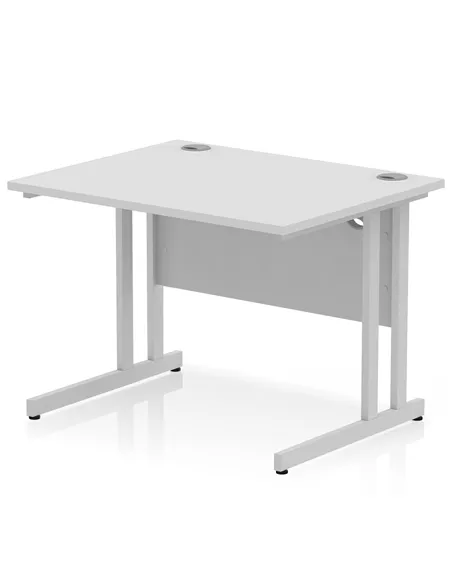 Dynamic Impulse 1000 x 800mm Straight Office Desk White Top Silver Cantilever Leg MI000304