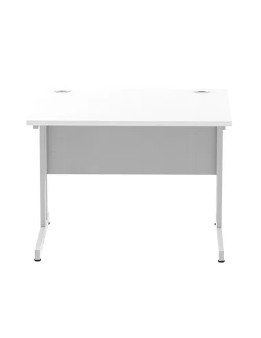 Dynamic Impulse 1000 x 800mm Straight Office Desk White Top Silver Cantilever Leg MI000304