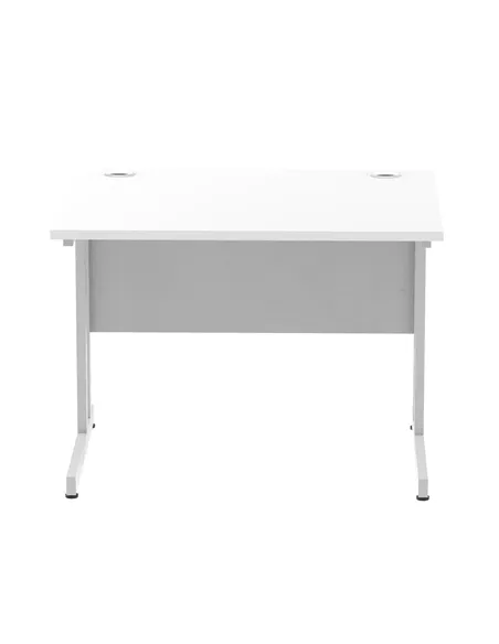 Dynamic Impulse 1000 x 800mm Straight Office Desk White Top Silver Cantilever Leg MI000304