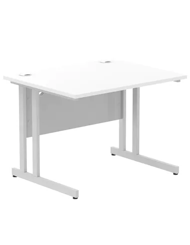 Dynamic Impulse 1000 x 800mm Straight Office Desk White Top Silver Cantilever Leg MI000304