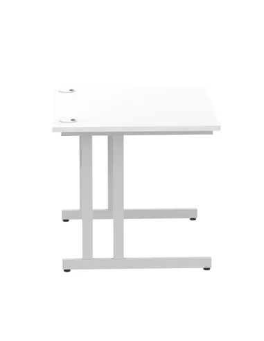Dynamic Impulse 1000 x 800mm Straight Office Desk White Top Silver Cantilever Leg MI000304