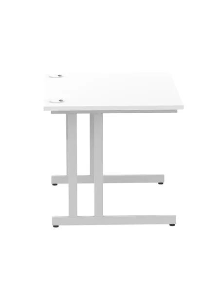 Dynamic Impulse 1000 x 800mm Straight Office Desk White Top Silver Cantilever Leg MI000304