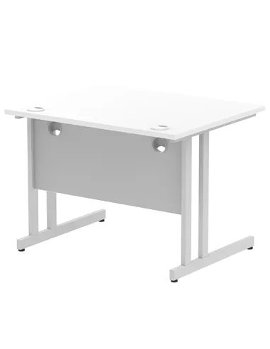 Dynamic Impulse 1000 x 800mm Straight Office Desk White Top Silver Cantilever Leg MI000304