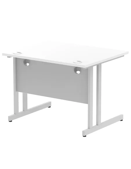 Dynamic Impulse 1000 x 800mm Straight Office Desk White Top Silver Cantilever Leg MI000304