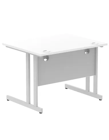Dynamic Impulse 1000 x 800mm Straight Office Desk White Top Silver Cantilever Leg MI000304