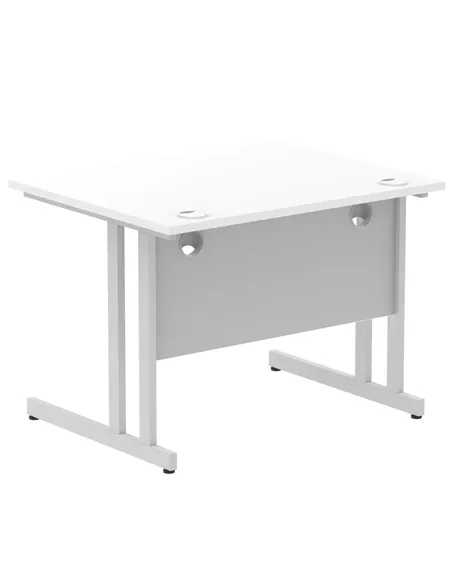 Dynamic Impulse 1000 x 800mm Straight Office Desk White Top Silver Cantilever Leg MI000304