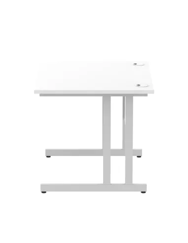 Dynamic Impulse 1000 x 800mm Straight Office Desk White Top Silver Cantilever Leg MI000304
