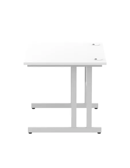 Dynamic Impulse 1000 x 800mm Straight Office Desk White Top Silver Cantilever Leg MI000304