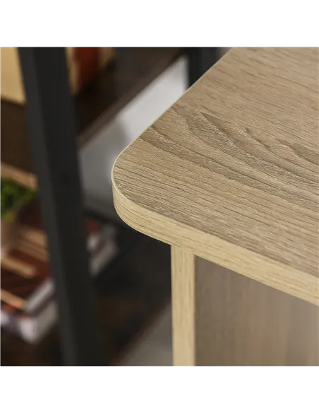 HOMCOM Computer Desk, Writing Desk with 3-Tier Storage Shelf, Work Table for Home Office, Study, Living Room, Oak and White