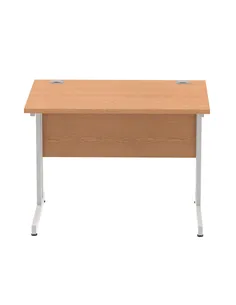 Dynamic Impulse 1000 x 800mm Straight Office Desk Oak Top Silver Cantilever Leg MI000805 2