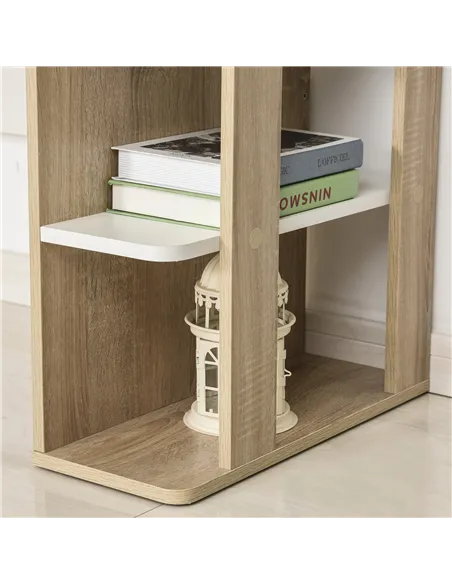 HOMCOM Computer Desk, Writing Desk with 3-Tier Storage Shelf, Work Table for Home Office, Study, Living Room, Oak and White