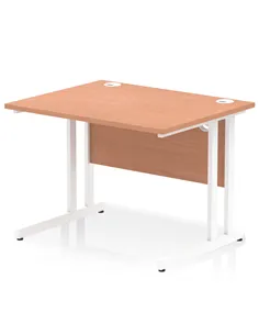 Dynamic Impulse 1000 x 800mm Straight Office Desk Beech Top White Cantilever Leg MI001673