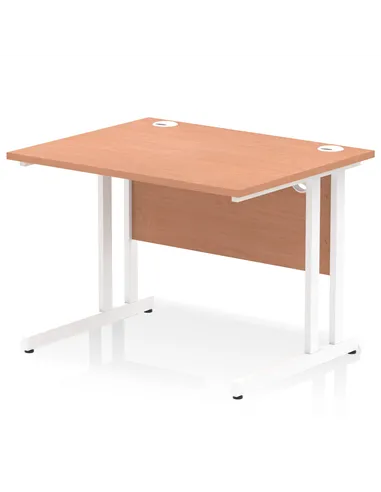 Dynamic Impulse 1000 x 800mm Straight Office Desk Beech Top White Cantilever Leg MI001673
