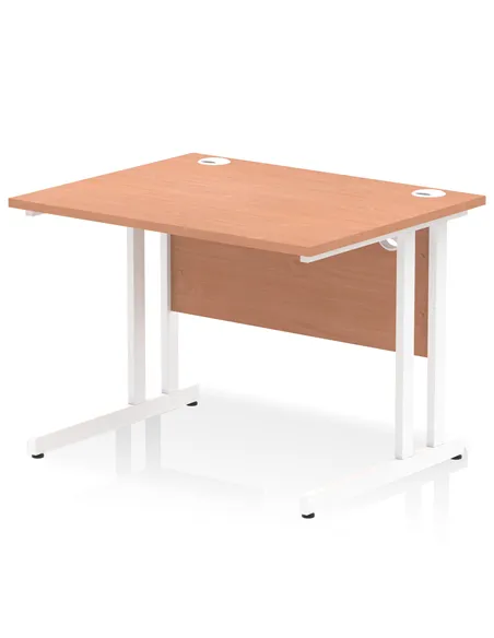 Dynamic Impulse 1000 x 800mm Straight Office Desk Beech Top White Cantilever Leg MI001673