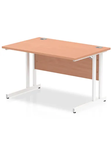 Dynamic Impulse 1200 x 800mm Straight Office Desk Beech Top White Cantilever Leg MI001674